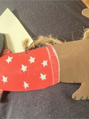 Brown Dachshund Ornament in Red Star Sweater - Holiday Pet Decor